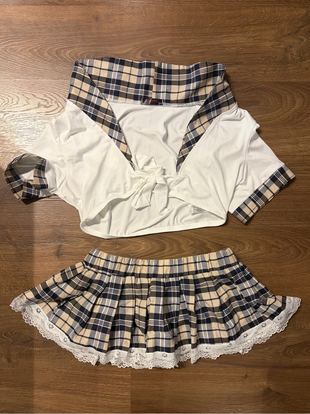 School Girl Costume Sexy Halloween Lingerie Top and Skirt Set, size small - Picture 3 of 3